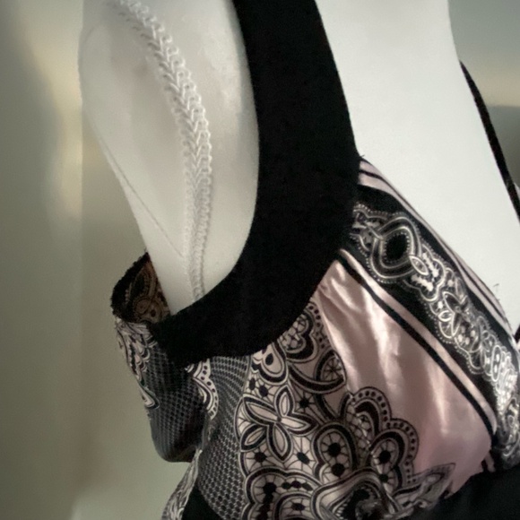 Le Chateau Vintage Black Pink Babydoll Satin Feminine Party Top- Sz-L - Picture 5 of 16